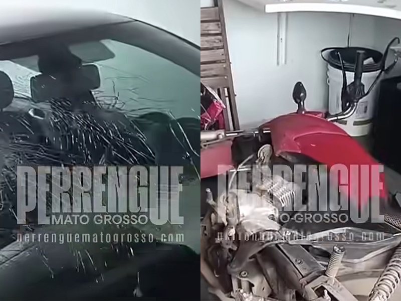 Lunática toca o terror na casa do ex, quebra carros e faz ameaça com faca em MT; vídeo