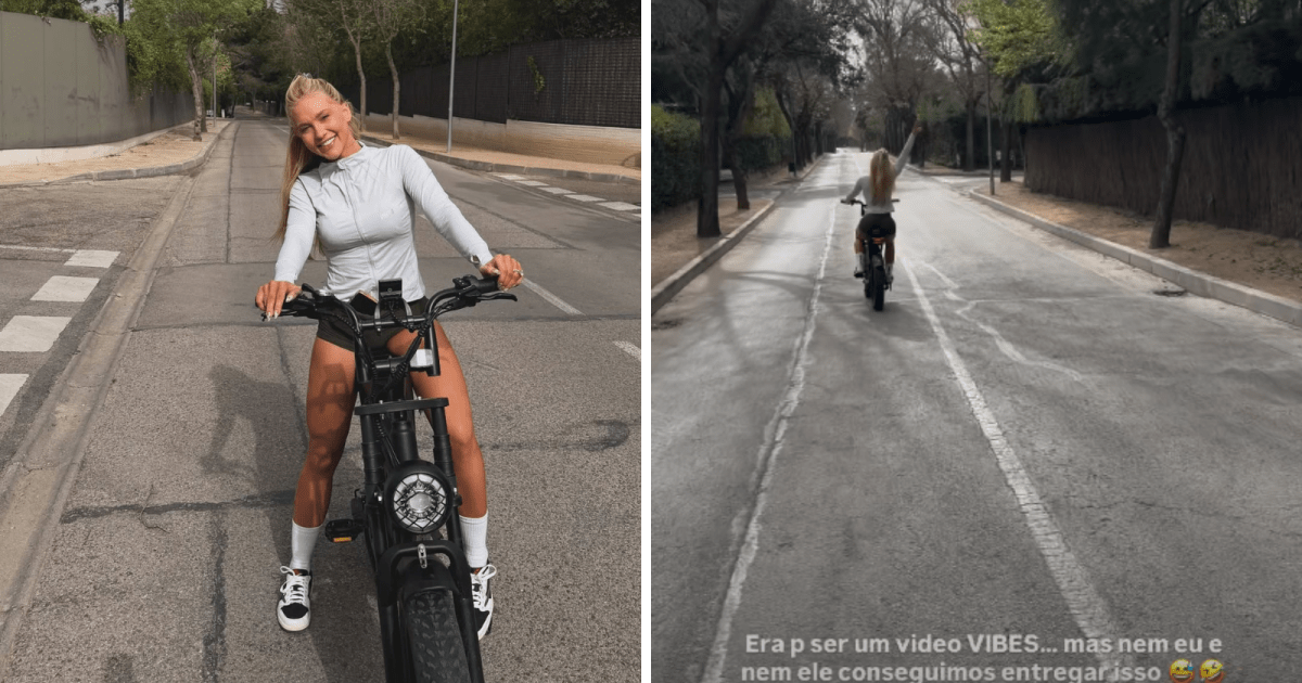 Virginia publica vídeo andando de bicicleta com Vini Jr.: “Amor, cuidado”