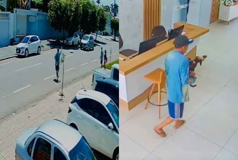 Rondonópolis: vídeo mostra morador de rua resgatando cão atropelado e tentando salvar vida do animal